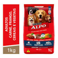 RAÇÃO SECA ALPO ADULTO 1KG - CARNE, FRANGO, CEREAIS E VEGETAIS